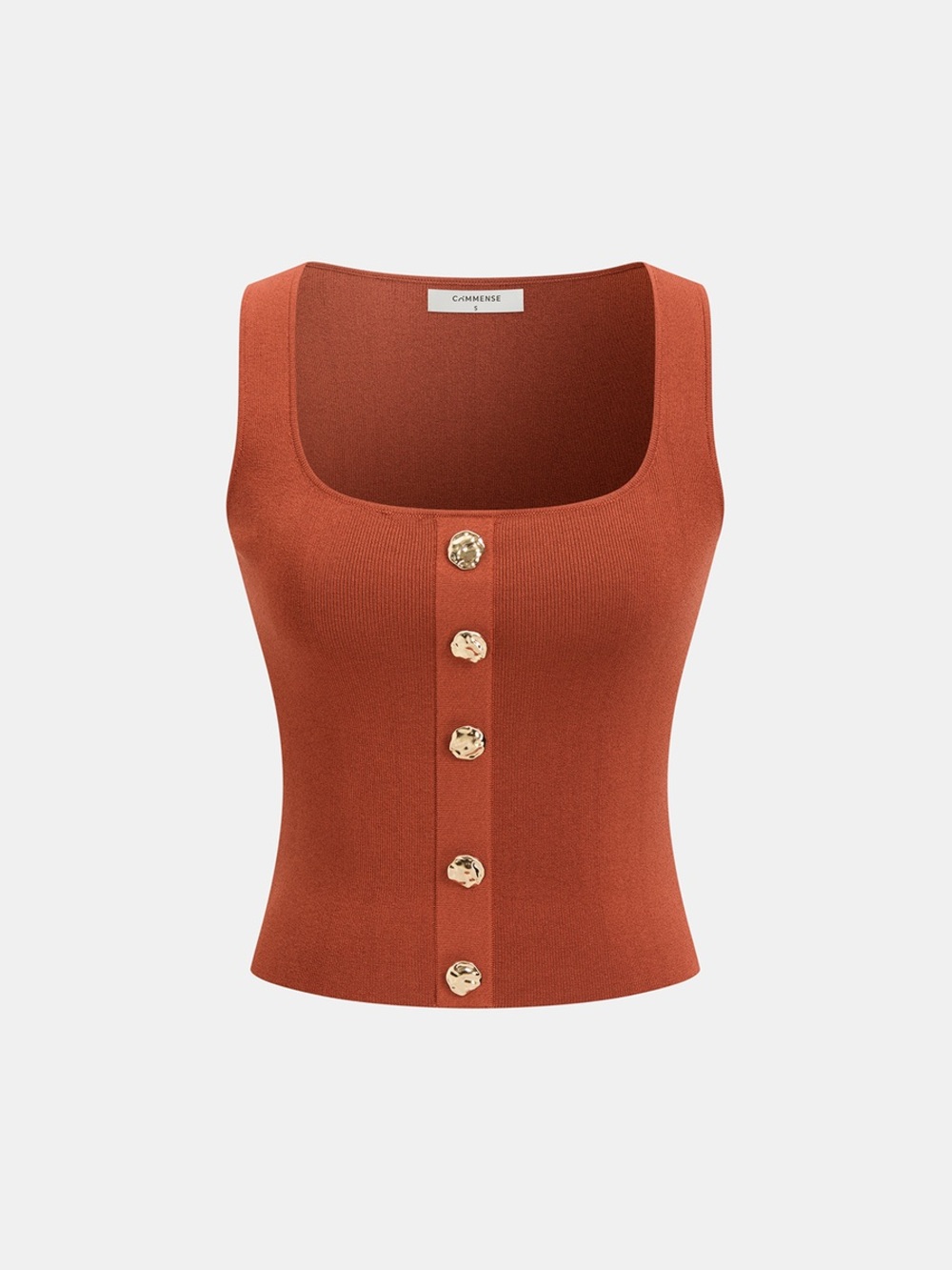 Commense Metal Detail Square-Neck Knit Tank Top